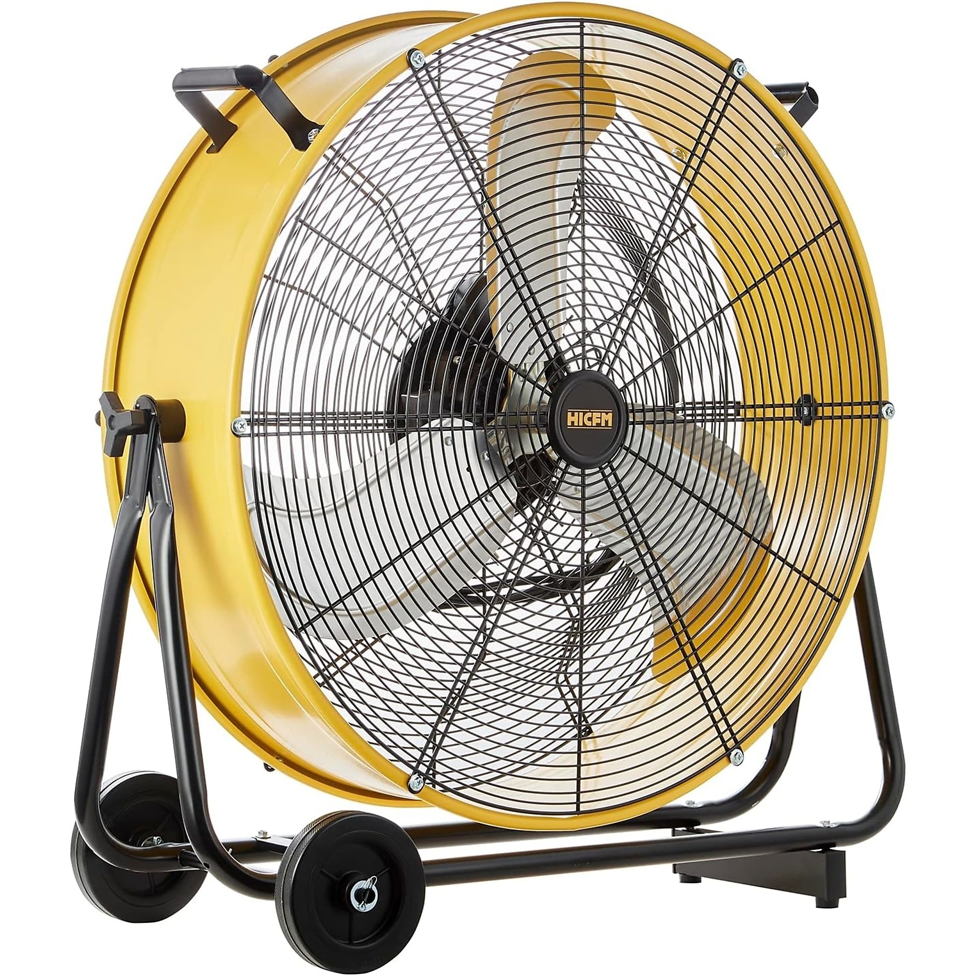 EdenDirect Portable High Velocity Drum Fan — 24in., 3 Speeds, 8200 CFM, 1/3 HP Motor, Low Noise, Yellow, Model# FAN-D24